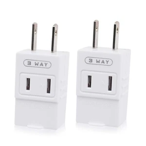2pcs White American AC Adapter Electrician - Picture 1 of 7