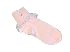 Vintage Jogs Sox Girls Sport Pink Socks Lace Made In USA - Picture 1 of 4