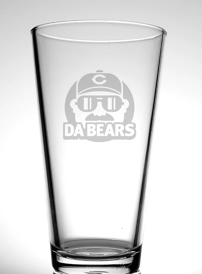 Vaso de pinta Da Bears - Osos de Chicago - Vidrio Mike Ditka - Regalo para los fanáticos de los Chicago Bears Foto 1 de 1