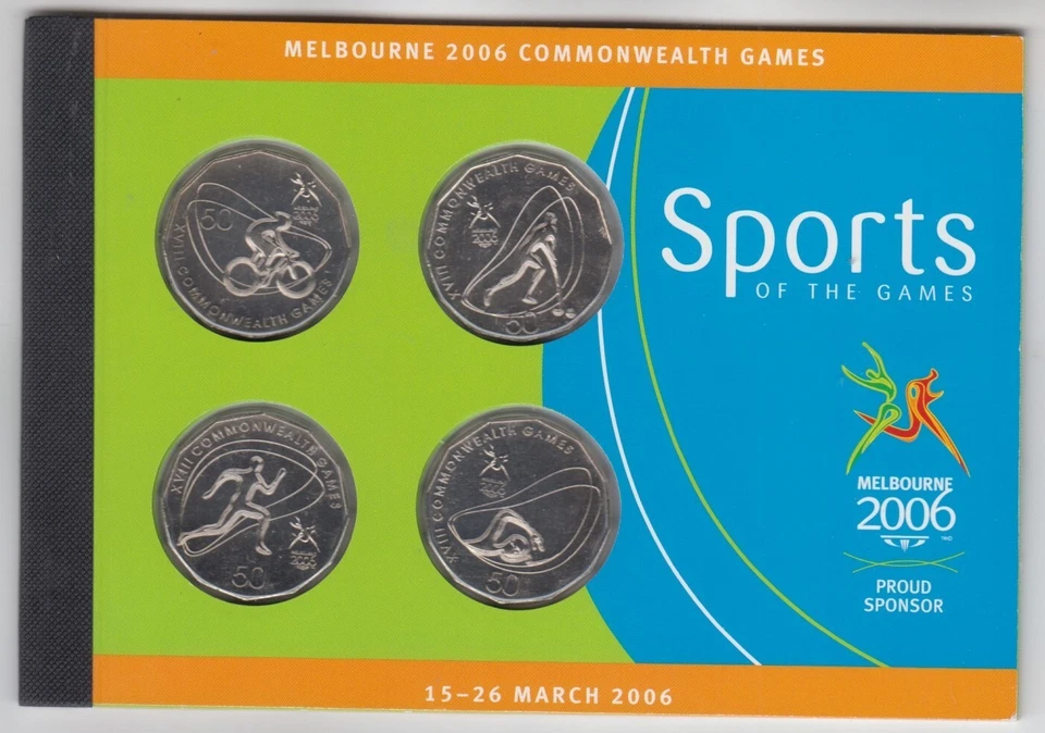 2006 MELBOURNE COMMONWEALTH GAMES 50c COIN AND STAMP BOOKLET (JD7004) - image 1 of 2