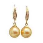 Fashion Golden Shell Pearl Dangle Earrings 14K Chandelier Gemstone Ear Cuff