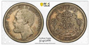 1875 ST SWEDEN SILVER COIN 1 KRONA PCGS VF35 - Picture 1 of 2