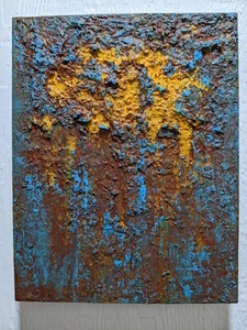 Industrial Corrosion Rust Highly textured acrylic painting 14" h x 11"w x 2"d - Picture 1 of 6