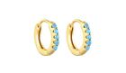 14k Gold Filled Baby's Small Blue Turquoise Huggie Hoop Earrings