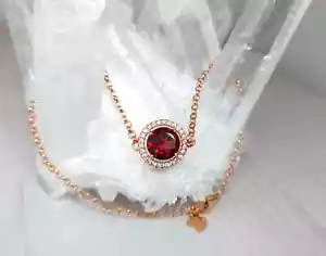 3Ct Lab-Created Ruby & Moissanite Set Petite Halo Bracelet in 14K Rose Gold Over - Picture 1 of 10