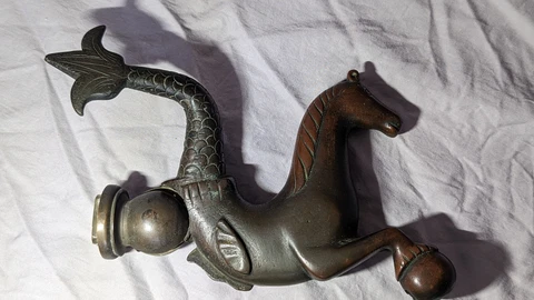 Antique Heavy Bronze Sea Serpent  Doorknocker Beautiful Patena! Cover