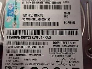 01NN786 IBM 600GB 10K SAS 2.5'' Hard Drive HDD 01NN787 00VN498 - Picture 1 of 5