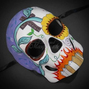Day of the Dead Full Face Skull White Head Halloween Costume Masquerade Mask - Picture 1 of 4