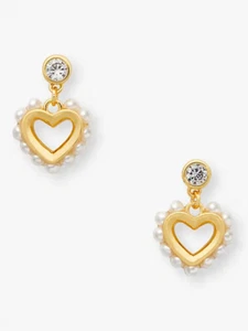 Nuevo con etiquetas Kate Spade Tono Dorado Corazón Abierto Gotas Cuentas/Estrás Pendientes - Imagen 1 de 3