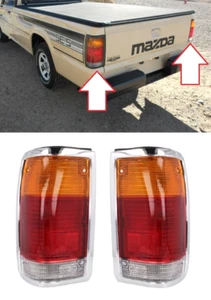 PAIR / SET REAR CHROME TRIM TAIL LIGHT LAMPS FITS MAZDA B2000 / B2500 1985-1999 - Picture 1 of 6