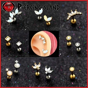 16g Moonstone Crystal Ear Climber Conch Helix Stud Ring Piercing Screw Earring - Picture 1 of 35