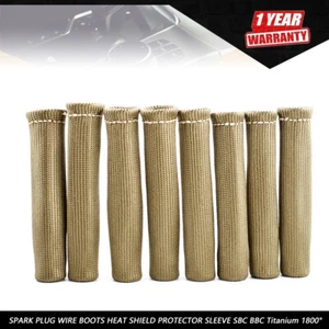 SPARK PLUG WIRE BOOTS HEAT SHIELD PROTECTOR SLEEVE SBC BBC Titanium 1800° - Picture 1 of 10