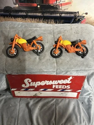 Vintage Tonka Plastic Motorcycle- 6” Orange Yellow Black Lot Of 2 - Image 1 of 4