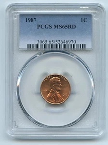 1987 1C Lincoln Cent PCGS MS65 - Picture 1 of 1