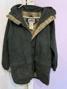 Vtg Northern Reflections Barn/Chore Coat Sz M Insulated Lined Hood Green Korea - Picture 1 of 10