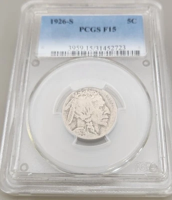 1926 S Buffal Nickle PCGS F15 5C - Image 1 of 4