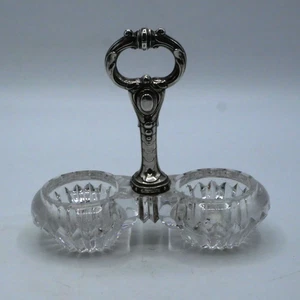 SALERON DOUBLE EN ARGENT MASSIF ET CRISTAL POINCON MINERVE 1 ER TITRE - Picture 1 of 6