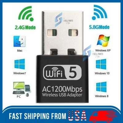 USB WiFi Wireless AC1200 Mbps Adapter Dongle USB 3.0 Network Card for PC Laptop - Image 1 of 4
