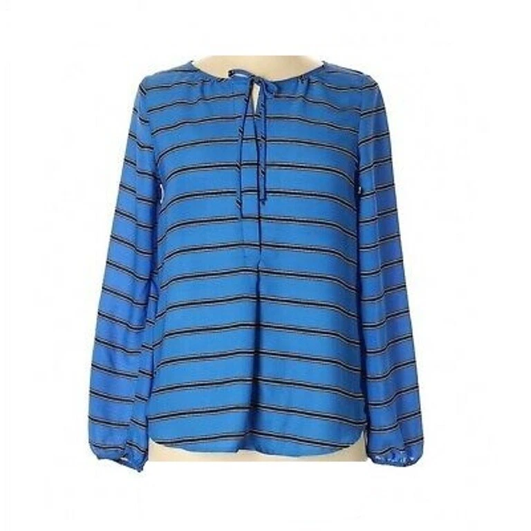 Gibson Women's Long Sleeve Striped Top Blue Black Size Petite L - Image 1 of 1