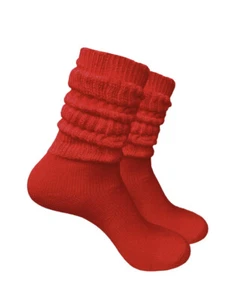 Touch Ups Red Slouch Socks Tall Scrunchy 100% Cotton 3 Pairs New * - Picture 1 of 7