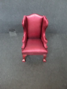 DOLLHOUSE WING BACK CHAIR- BURGUNDY - Picture 1 of 6