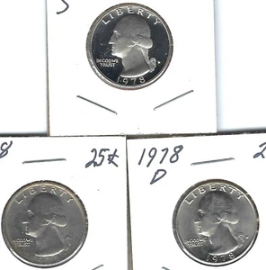 Washington Quarter 1978-S a prueba con bu P&D para 3 monedas en total - Imagen 1 de 4