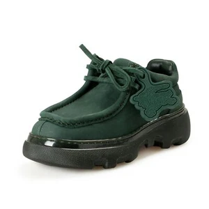 Burberry Women's "Creeper Lace Up" Vine Green Leather Boots Shoes US 6 EUR 36 - Picture 1 of 8