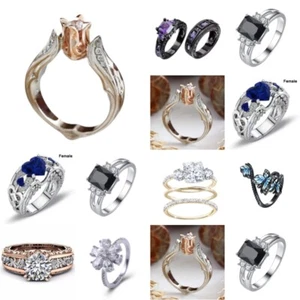 Rings Jewelry Cubic Zirconia Women Wedding Ring Size 6-12 Elegant - Picture 1 of 35