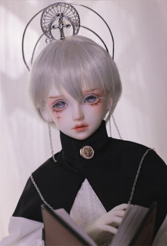 1/4 BJD Doll Boy Resin Ball Jointed Body Eyes Face Makeup Wig Crown Full Set Toy