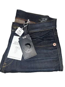 Brandneu mit Etikett Diesel – dunkelblaue Herrenjeans Slim Fit Stretch Denim D-Strukt 09A45 30 x 34 - Bild 1 von 6