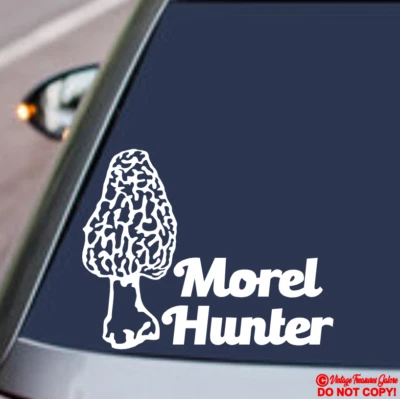 MOREL HUNTER Vinyl Decal Sticker Car Window Wall Bumper MORCHELLA TRUE MUSHROOM - Image 1 of 2