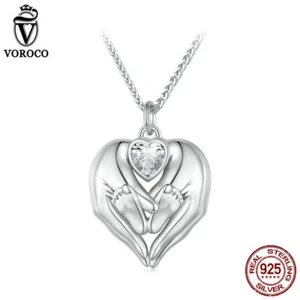 Collar Voroco Europeo de Plata de Ley 925 con Huellas para Mujer Regalos Joyería - Imagen 1 de 17
