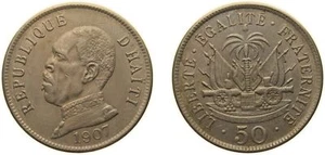 Haiti 1907 50 Centimes Copper-nickel (75% Copper, 25% Nickel) AU - Picture 1 of 1