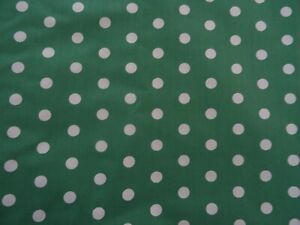 Polka Dot on Green Fabric 62 inch width by the 1/2 yard flat shipping