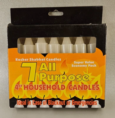 7 Pack 4" Kosher Shabbat All-Purpose Candles for Blackout or Emergencies - Image 1 of 4