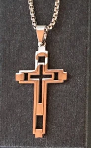 Cruz Cristiana, Acero Inoxidable Alto Pulido y Cepillado - Imagen 1 de 2