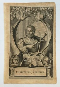 CHRISTOPHER COLUMBUS 1673 MONTANUS RARE ANTIQUE ENGRAVED PLATE 17TH CENTURY - Picture 1 of 3