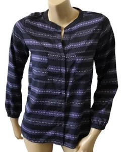 AQUA Womens Size XS Semi Sheer Tribal Print Long Sleeve V Neck Button Up Shirt - Picture 1 of 7