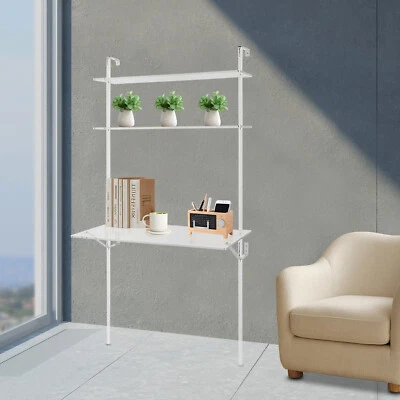 Wall Mounted PC Table Convertible Floating Desk Storage Shelves Blackboard - Image 1 of 4