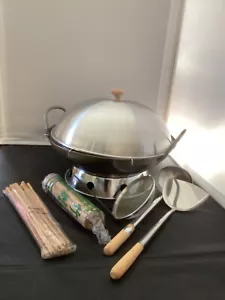Taylor NG Taiwan 9 Piece Cooking Wok Set Plus Extra Chinese Bamboo Chopsticks - Picture 1 of 10