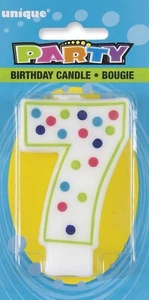 Unique Number 7 Polka Dot Birthday Candle 3", 1 Ct. - Picture 1 of 2