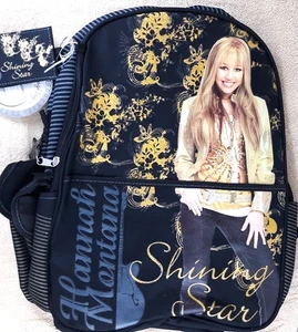 Mochila Hannah MONTANA NUEVA Bolsa para Libros de Lona Negra Tamaño Completo Nueva con Etiquetas Difícil de Encontrar - Imagen 1 de 5