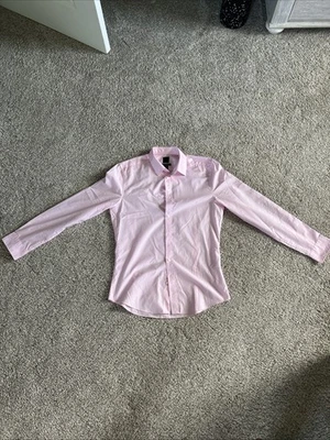 H&M 男式粉色正装衬衫,修身长袖,纽扣,中号 — 第 1/4 张图片