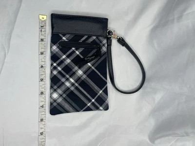 Thirty One Pinch Top Wristlet Black Pick Me Plaid NWT - Image 1 of 4