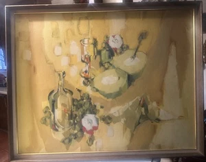 Quadro olio natura morta MCM VINO E UVA SU TAVOLA FIRMATO - Foto 1 di 18