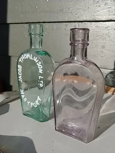 PAIR OF Gorgeous Coffin Flasks. Jacob Tomlinson Maryport VA NO DAMAGE AQUA SCA - Picture 1 of 6