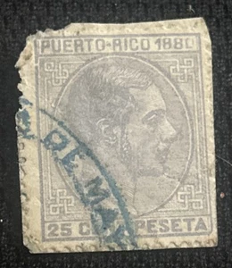 Puerto Rico. 1880. "Playa de Mayaguez Town cancel" SC#38. Postage Stamp - Picture 1 of 2