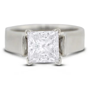 Solitär-Verlobungsring 3 kt G VS1 Princess Earth abgebauter zertifizierter Diamant 14 kt - Bild 1 von 10