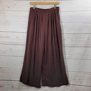 Vtg Express Tricot Wide Leg Pleated Elastic Waist Brown Jersey Pants Size L NWT - Picture 1 of 8