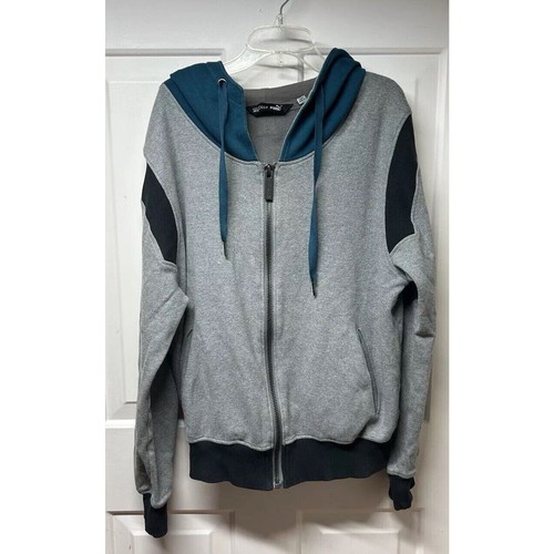 Alexander McQueen X Puma Collab donna felpa con cappuccio e zip taglia media grigio teal logo